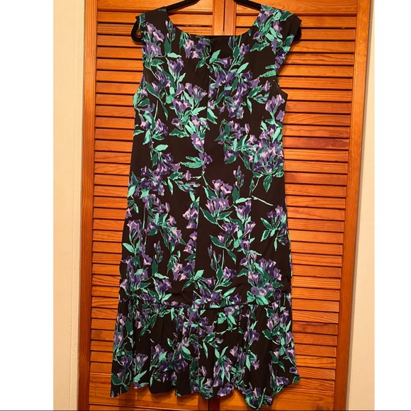 Green Floral AnnTaylor Cap Sleeve Shift Dress💐 - Picture 4 of 9